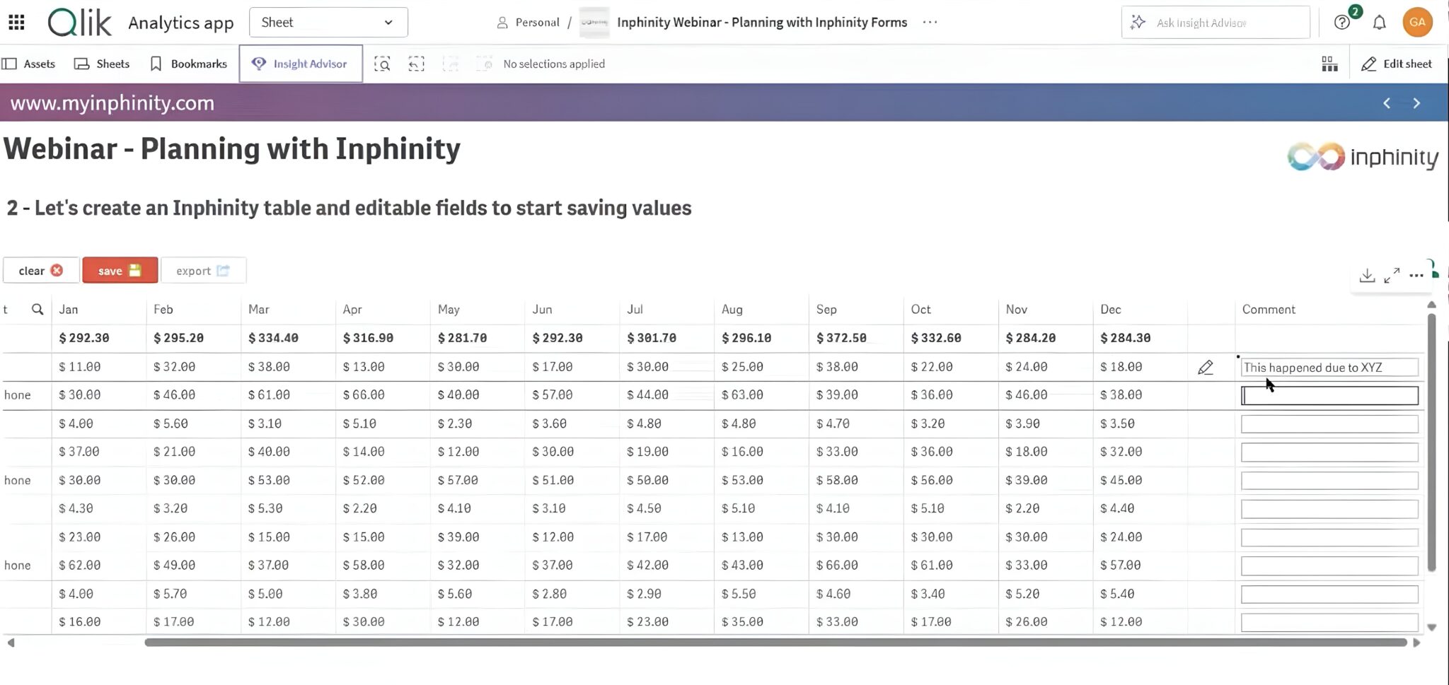 Inphinity Form Budgeting in Qlik: How you plan without jumping back to Excel - Inphinity